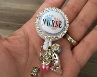Retractable BADGE REEL ID Holder, Labor Delivery Nurse, Pediatric Nurse, Lanyard Holder, Gift for Nurse, Nurse Appreciation gift