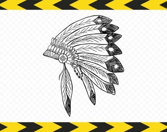 Indian headdress SVG Hand drawn Clipart Dxf Pdf Png