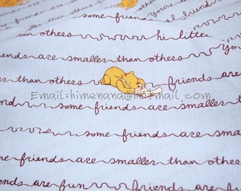 wn057 - 1 Yard Cotton Woven Fabric - Cartoon Characters, Winnie the Pooh and Word, Pooh Editorial, Classic Pooh - Light Shabby Blue (W105)