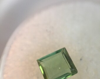 Rectangular faceted green tourmaline