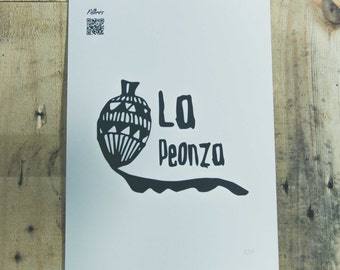 Artisan serigraphy: The spinning top. Illustration. Decoration, home.