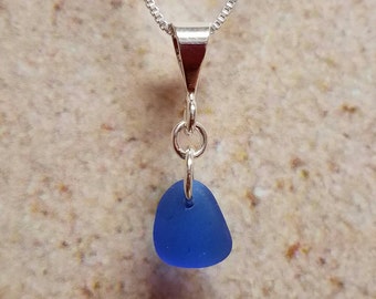 Simple Blue Sea Glass Necklace- FREE SHIPPING!