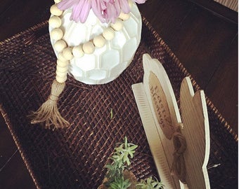 Wooden bead decor, vase decor, wooden bead garland, farmhouse beads