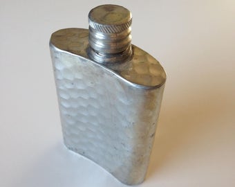 Vintage pewter hip flask whiskey bottle