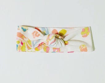 Pink Swirl Floral Top Knot Headband/knotted headband/baby headband/toddler headband/newborn headband/kids headband/adult headband