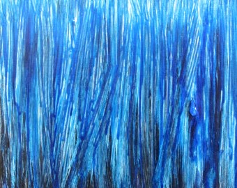 The Blues, abstract acrylic painting, highly textured, 12" x 12" x 1.5" stretched canvas, ready-to-hang, Free Shipping