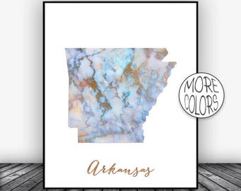 Arkansas Art Print Arkansas Decor Arkansas Print Arkansas Map Art Marble Art Map Print Map Wall Art Marble Decor ArtPrintsZoe