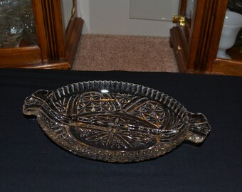 Anchor Hocking "Stars and Bars" 2 part divided relish dish