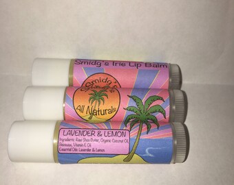 LAVENDER & LEMON - All Natural Lip Balm - Essential Oils - Chapped Lips - Dry Skin Relief