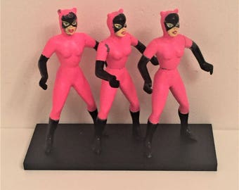 Handmade vintage neon pink Catwoman