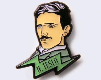 Nikola Tesla Glow-in-the-Dark Enamel Pin - Science Heroes Series