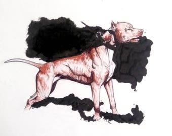 Pit bull drawing | Etsy