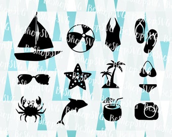Summer Bundle SVG, Summer icons SVG, Swimsuit SVG, Beach Svg, Summer Svg, Instant download, Island Clipart, Eps - Dxf - Png - Svg
