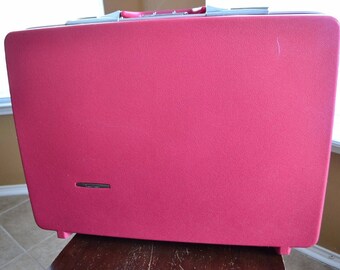 Vintage Travel Master Flamingo Pink Hard Case Luggage Suitcase Sears 17.5" x 24