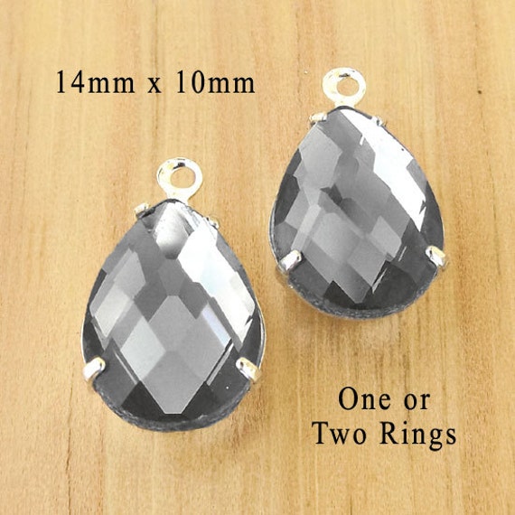 black diamond framed glass pendant or earring jewels