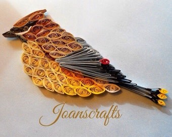 Cedar Waxwing Ornament design in Quilling