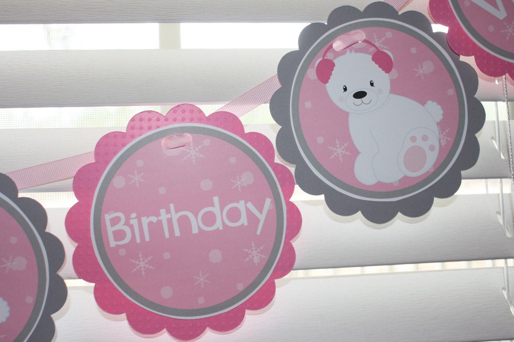 POLAR BEAR Birthday Banner / Bear Birthday Banner / Polar Bear