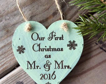 Our First Christmas as Mr. & Mrs. Ornament, Newly Wed Ornament, Wedding Gift, Christmas Wedding Gift