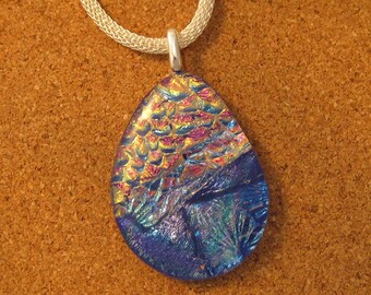 Blue Dichroic Pendant - Fused Glass Pendant - Dichroic Necklace - Dichroic Jewelry - Fused Glass Jewelry - Glass Necklace - Glass Pendant