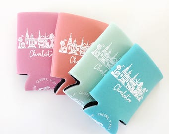Charleston, South Carolina Rainbow Row Insulated Can Holders