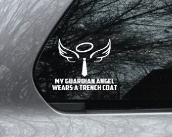 Supernatural Castiel "My Guardian Angel Wears A Trenchcoat" Car, Laptop, or Decor Decal