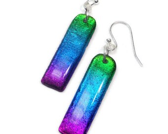 Dichroic Rainbow Earrings- polymer clay jewelry- Resin earrings- Crystal Earrings- Ready to Ship- Gifts for Her