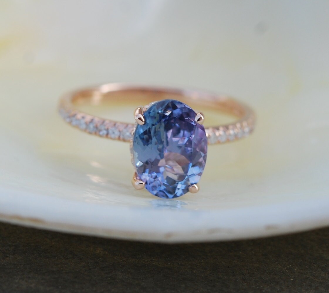 Tanzanite Ring. Rose Gold Engagement Ring by EidelPrecious on Etsy