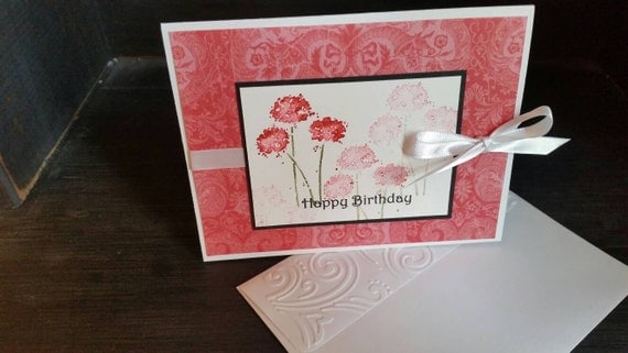 Items Similar To Birthday Card Red Birthday Card Stamped Birthday Card 