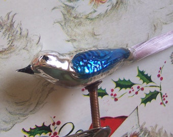 vintage blown glass bird clip on