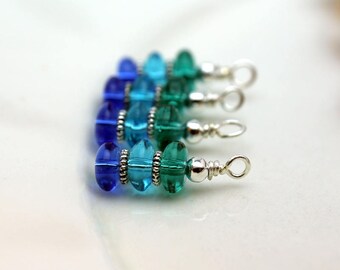 Green Blue and Aqua Bead Dangle Charm Set, Earrings, Earring Dangles, Anime