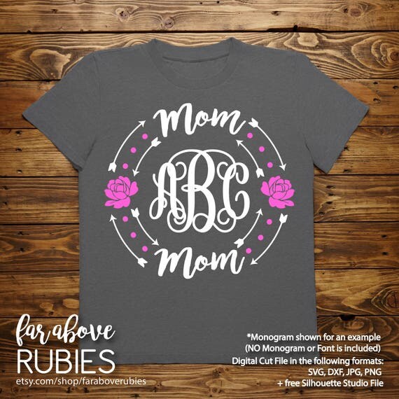 Download Mom Monogram Wreath (monogram NOT included) with Flowers Arrows - SVG, EPS, dxf, png, jpg ...