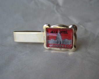Washington DC Tie Clip Red US Capitol Gold Vintage