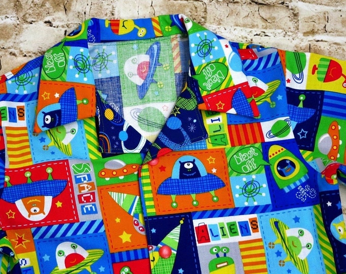 Little Boys Birthday Shirt - Toddler Boy Clothes - Alien Spaceship - Birthday - Boutique Boys Clothing - Boys Shirt - sizes 3...