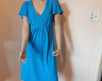 Vintage Plus size 1980s Blue V-neck Dress Size 18