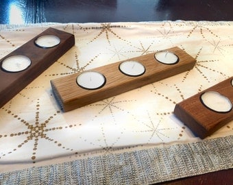 Tealight Candle Holder - solid wood candle holder - made of reclaimed lumber - 3 wood types to choose from
