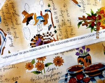 PILGRIM FABRIC - Alexander Henry 1999 - A Pilgrim's Feast - Very Rare - 1 Yard - #m12