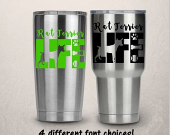 Yeti Tumbler Decal - RTIC Cup Decal - Rat Terrior Decal - Pet Decal - Decals For RTIC Cups, Christmas Gift