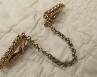 Vintage Sweater Clip / sweater guard Gold Tone Metal