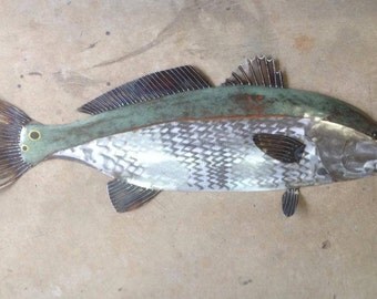 RedFish Metal Wall Art Sculpture 36in Beach Coastal Tropical
