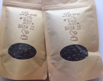 Personalized Wedding Favor Bags,Kraft Coffee Favor Bags,The Perfect Blend,Love is in the Bag Just Brew it,Rustic Wedding Favor,Tea Favor Bag