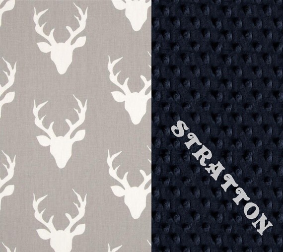 Minky Baby Blanket / Personalized Baby Blanket For Boy / Monogrammed Blanket // Deer Baby Blanket Cotton / Baby Shower Gift / Name Blanket