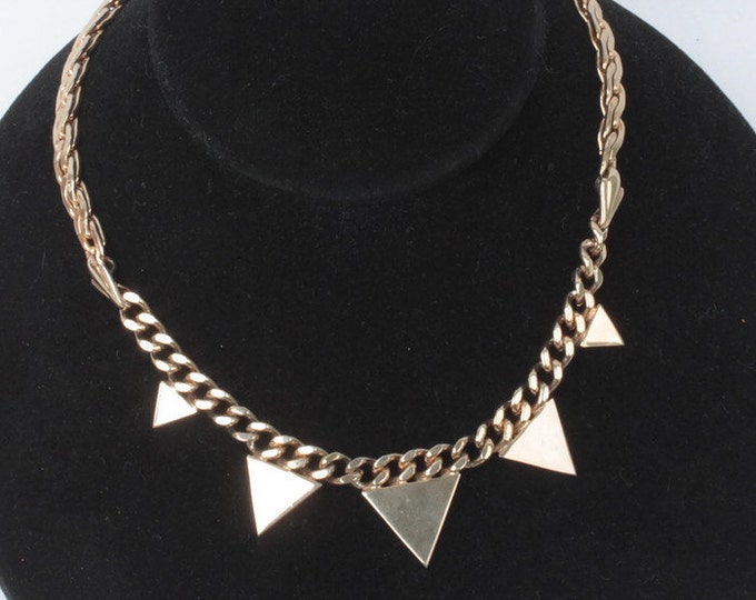 Renaissance Revival Necklace Designer Signed Paris Gold Tone Vintage