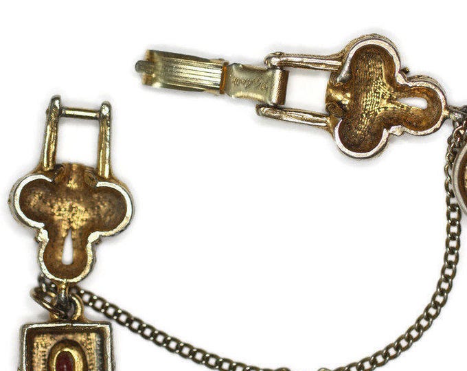 Goldette Victorian Revival Bracelet Simulated Gemstones Charms
