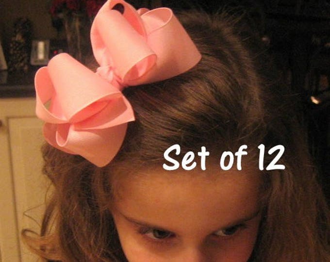 Boutique Hairbows - Girls Hair Bows, Double Layered Hair Bows - Big Bows - Lot Set of 12 Bows - Wholesale hair bows - Pageant Bows, dcp