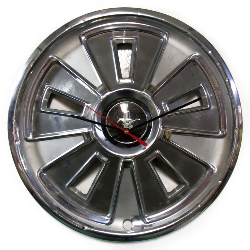 1966 Ford Mustang Hubcap Wall Clock Retro Pony Car by StarlingInk