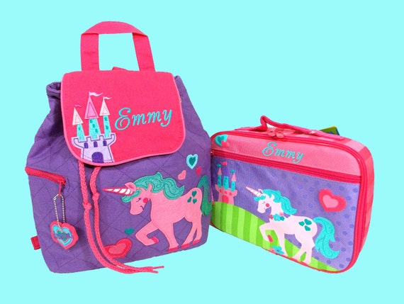 Personalized Child's Stephen Joseph UNICORN Backpack and Lunchbox School Set-Monogramming Included
