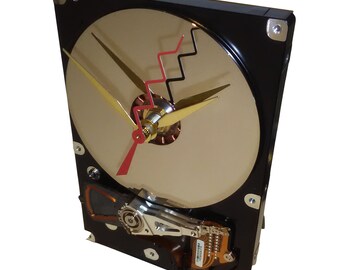Desk Clock from Computer Hard Drive, has Circuit Board Stand, Unusual and Office Ready!