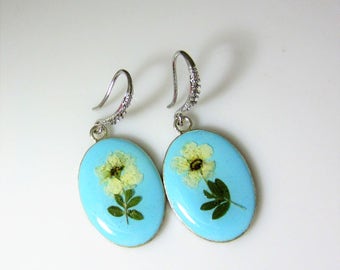 Bridal Wreath Flower Earrings, Real Flower Earrings, Pressed Flower Jewelry (2025), Resin