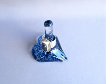 Hand Blown Art Glass Heart Shape Ring Holder