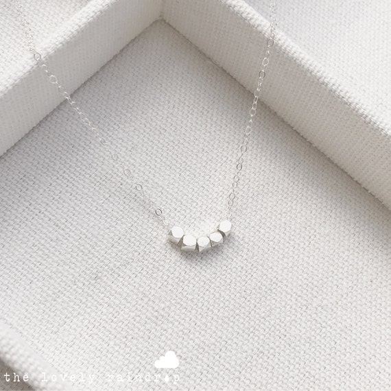 SALE Sterling Silver TIny Bead Necklace Minimalist Style